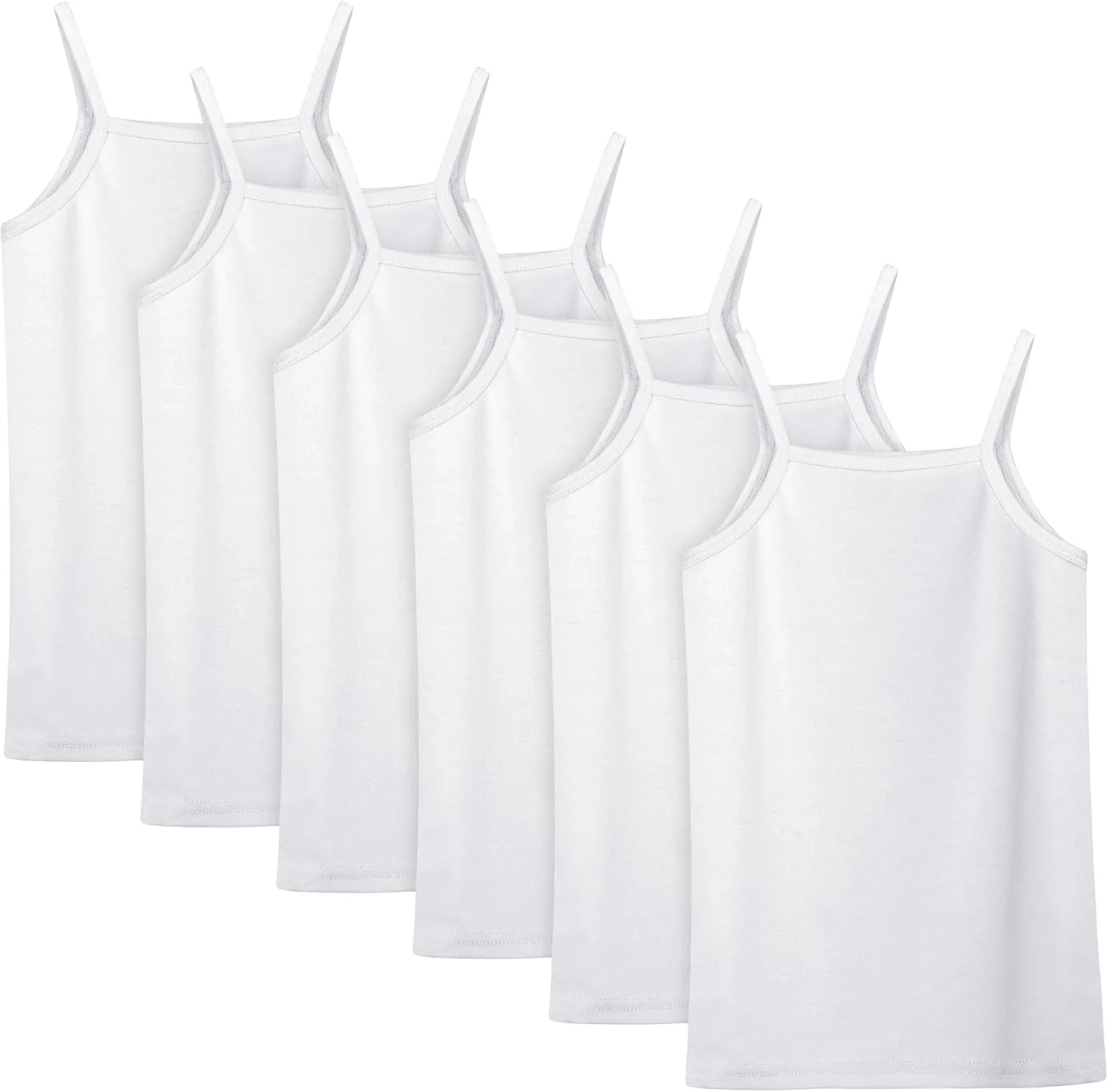 Poroka 6 Pack Girls Tank Top Solid Sleeveless Undershirts Cami Scoop Neck Undershirts Soft Dance Tank Tops for Toddler
