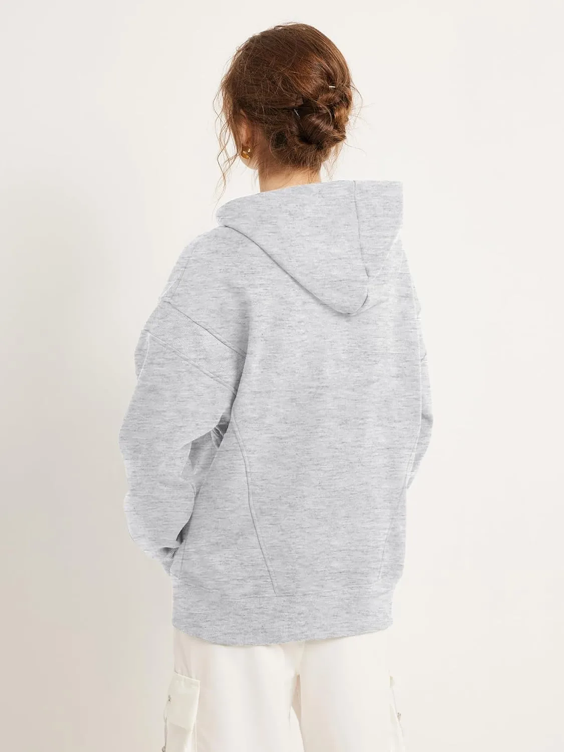 TAKEYAL Women Hoodies Sweatshirt Long Sleeve Zip Up Oversized Fall Jackets Casual Trendy Top soild