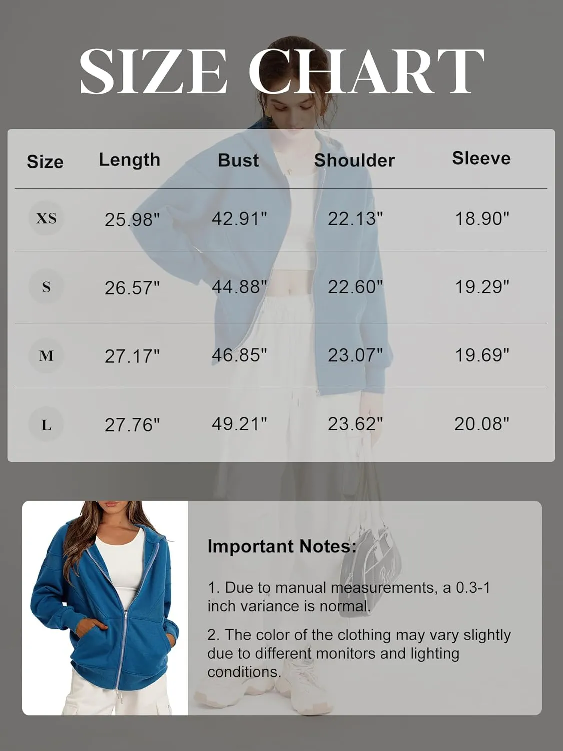 TAKEYAL Women Hoodies Sweatshirt Long Sleeve Zip Up Oversized Fall Jackets Casual Trendy Top soild