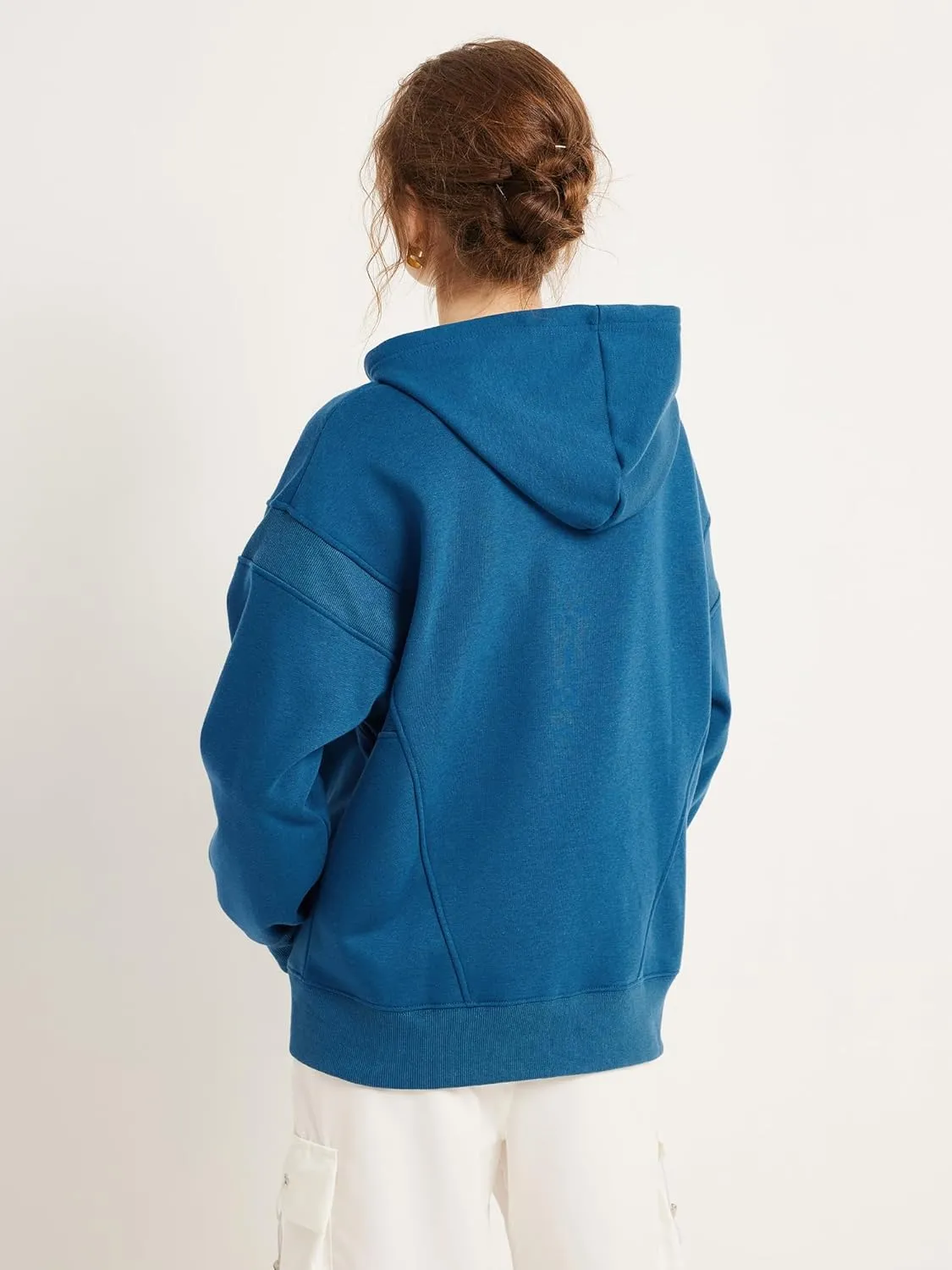 TAKEYAL Women Hoodies Sweatshirt Long Sleeve Zip Up Oversized Fall Jackets Casual Trendy Top soild