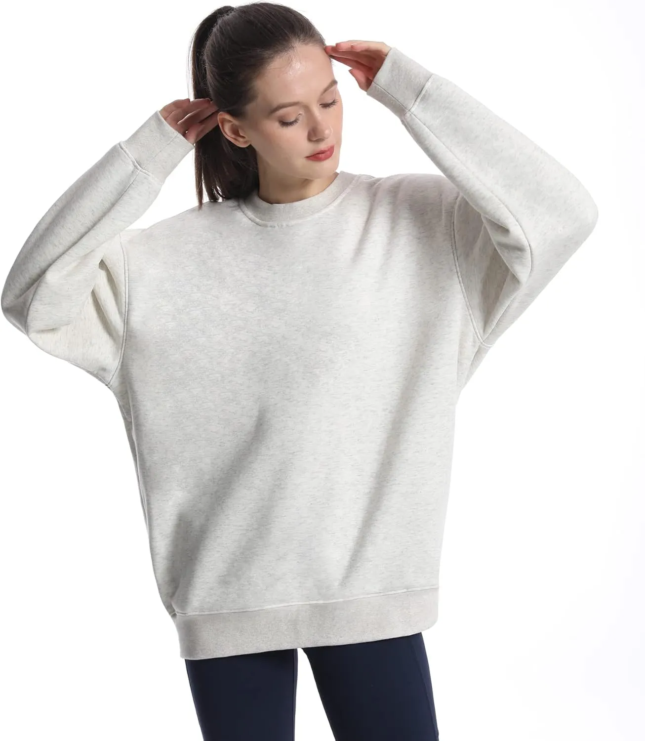 THE GYM PEOPLE Womens' Fleece Crewneck Loose fit Soft Oversized Pullover Sweatshirt