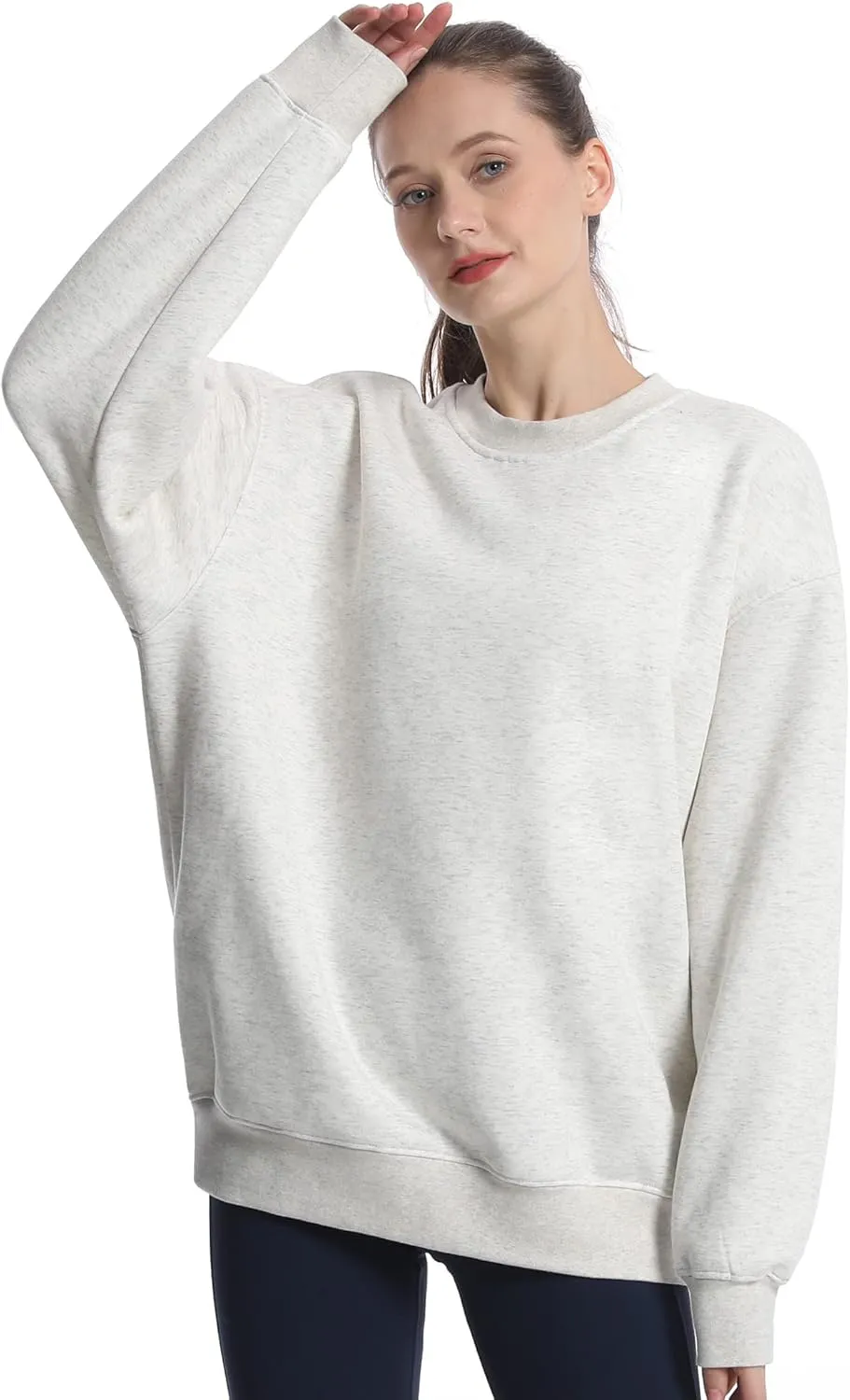 THE GYM PEOPLE Womens' Fleece Crewneck Loose fit Soft Oversized Pullover Sweatshirt
