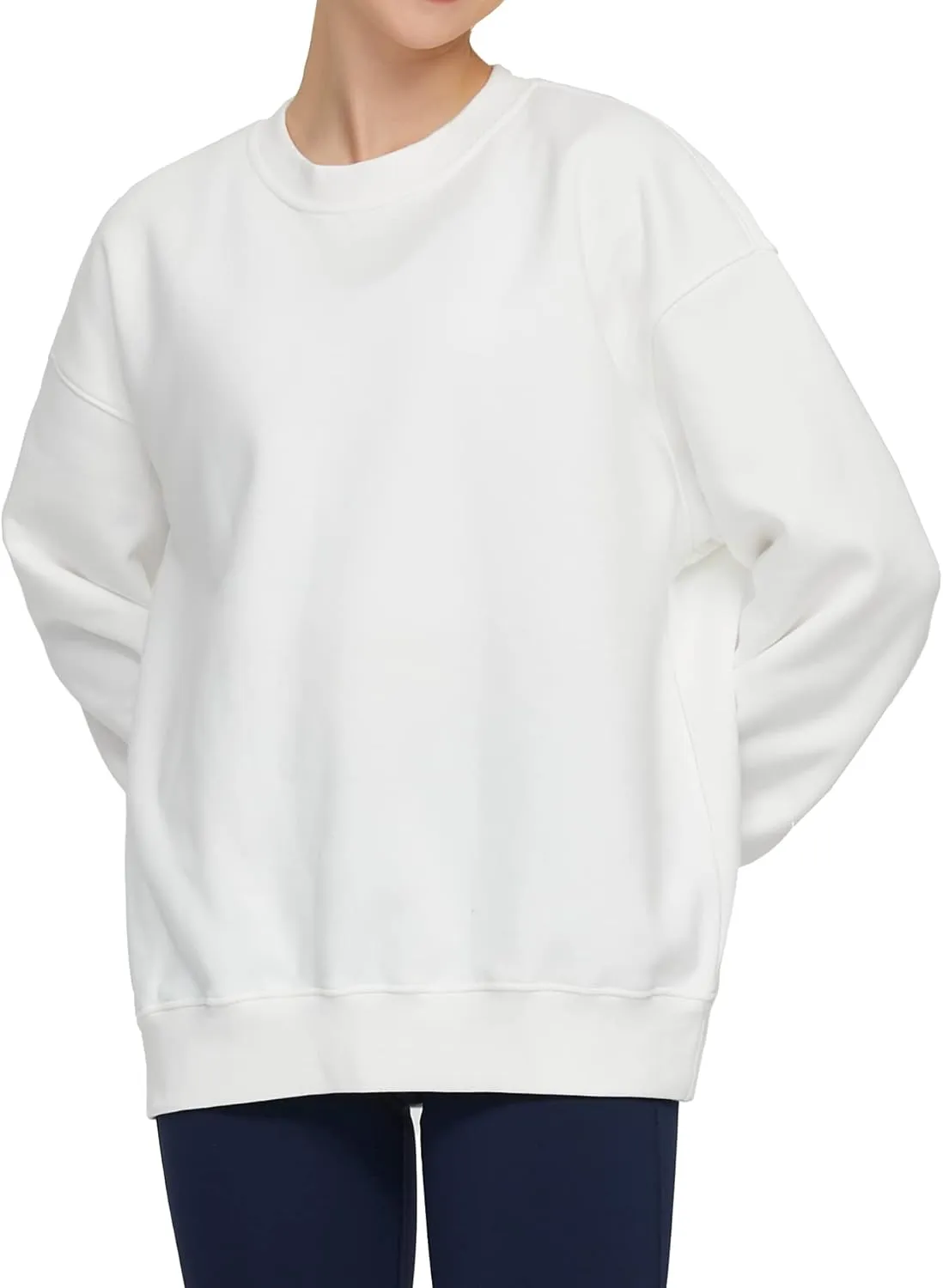 THE GYM PEOPLE Womens' Fleece Crewneck Loose fit Soft Oversized Pullover Sweatshirt