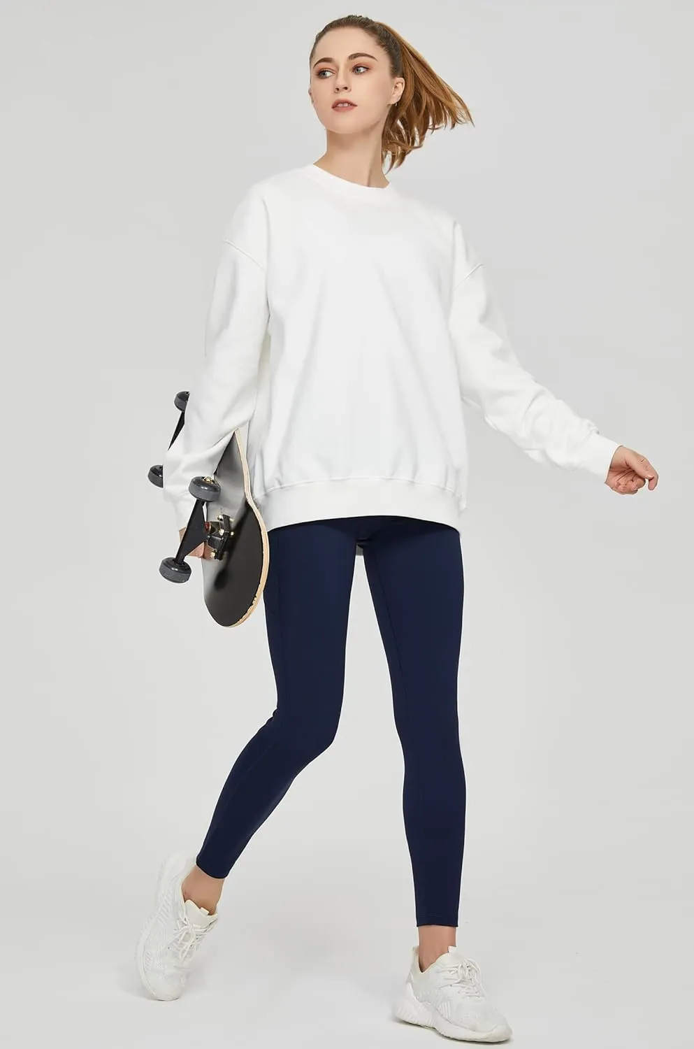 THE GYM PEOPLE Womens' Fleece Crewneck Loose fit Soft Oversized Pullover Sweatshirt