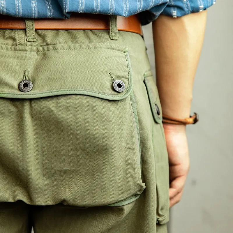 Vintage WW2 P-44 Military Shorts - Loose Fit - Monkey Green
