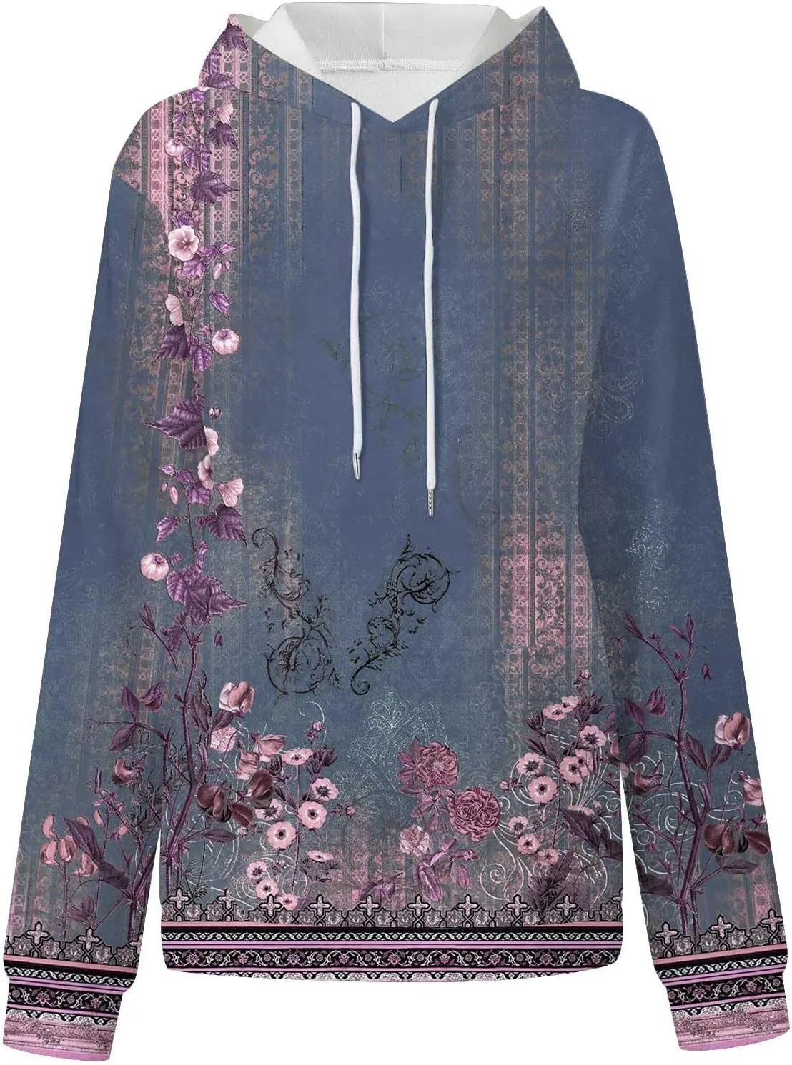 Women Oversized Hooded Sweatshirts Fashion Printed Pocket Long Sleeve Blouse Casual Tops Sweatershirt Y2K Hoodies
