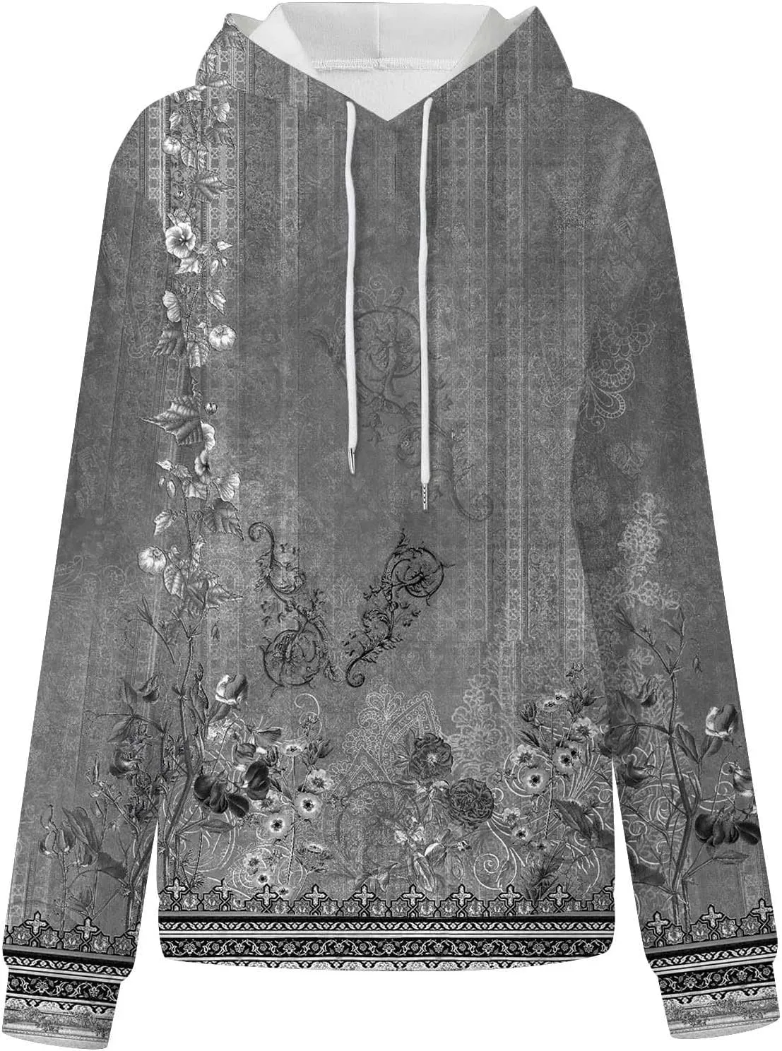 Women Oversized Hooded Sweatshirts Fashion Printed Pocket Long Sleeve Blouse Casual Tops Sweatershirt Y2K Hoodies
