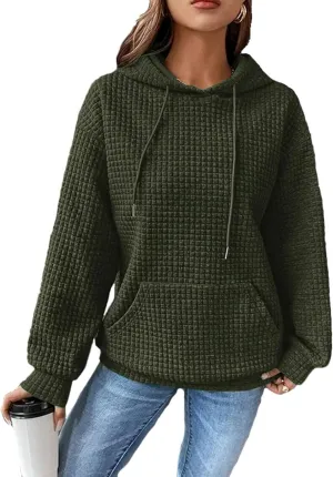 Womens Checkered Hoodies Trendy 2024 Hooded Sweatshirts Soft Hoodies Loose Fit with Pockets Casual Pullover Tops