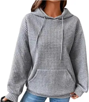 Womens Checkered Hoodies Trendy 2024 Hooded Sweatshirts Soft Hoodies Loose Fit with Pockets Casual Pullover Tops