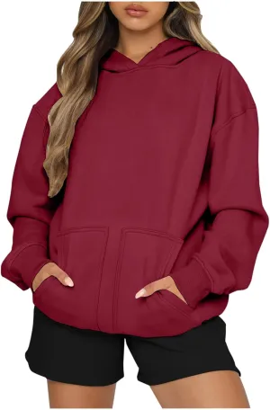 Womens Oversized Hoodies Sweatshirts Casual Long Sleeve Fleece Hooded Pullover Tops Fall Winter Clothes