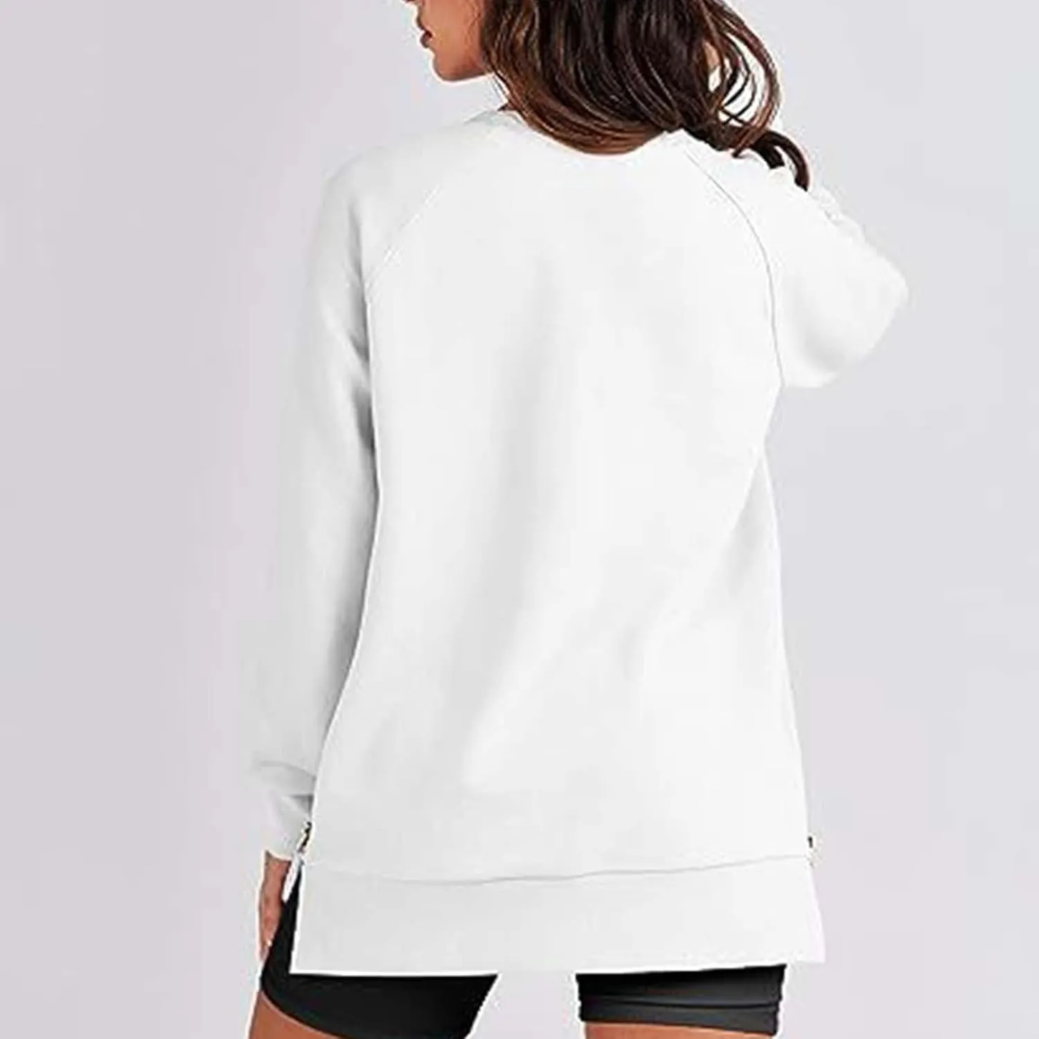 Womens Oversized Sweatshirt Crewneck Long Sleeve Tunic Pollover Side Zipper Hoodie Sweater 2024 Fall Clothes