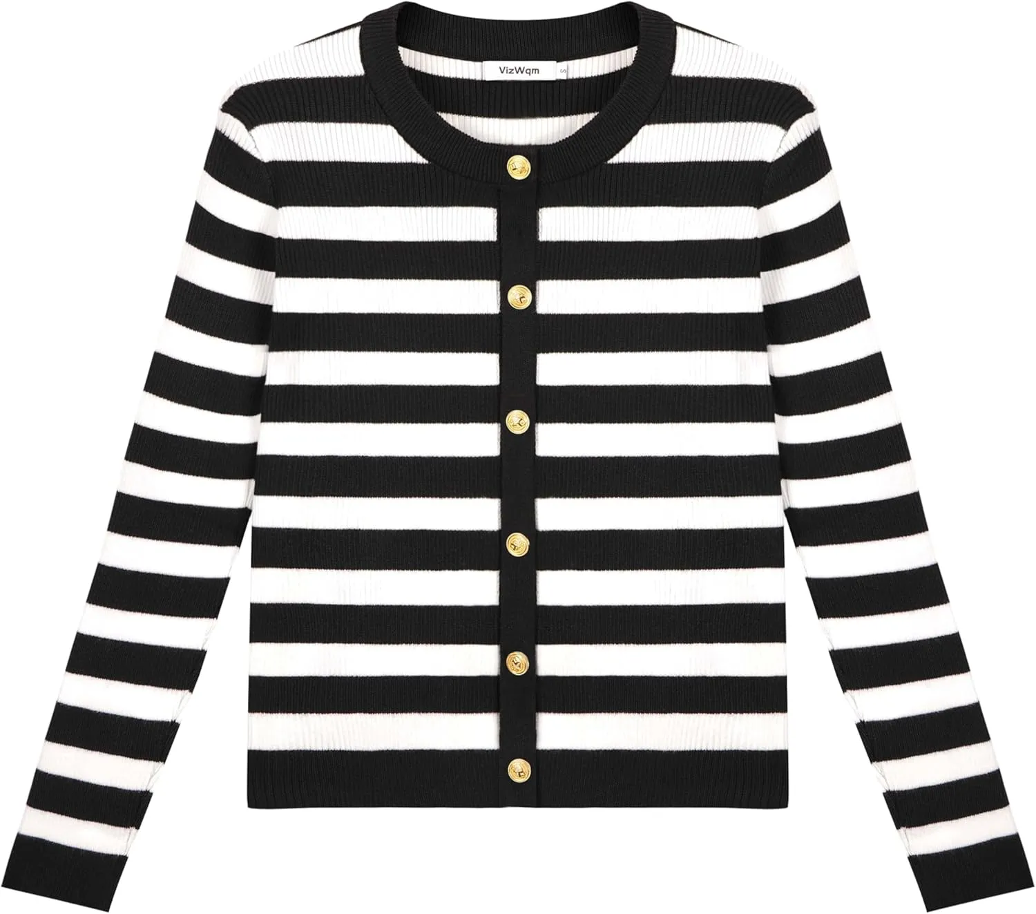 Women's Striped Cardigan Sweaters Lady Jackets Button Down Cropped Knit Coat Oufits Trendy Outerwear