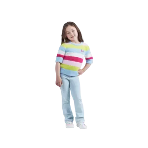 Wrangler  Girl's x Barbie Fuzzy  Sweater In Rainbow Stripe
