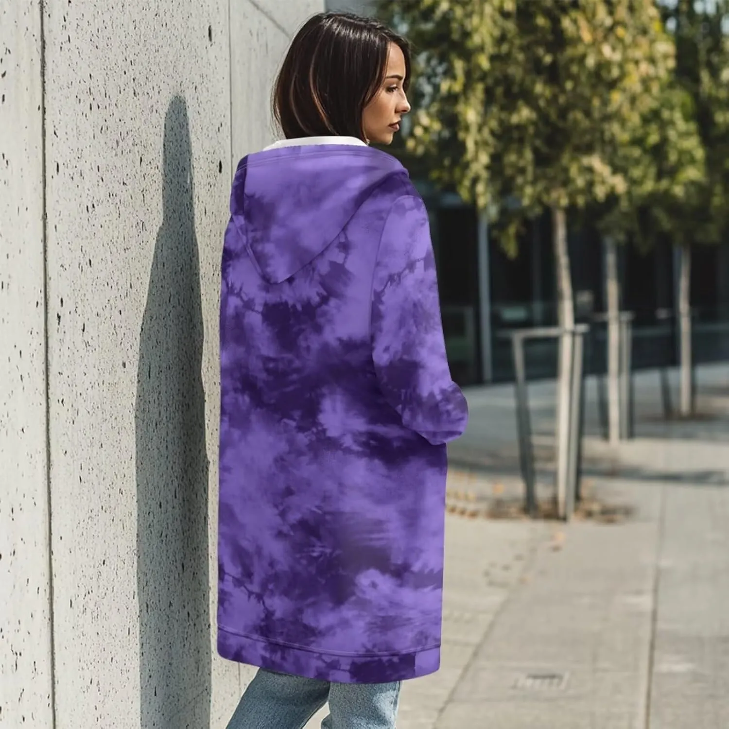 Zip Up Hoodies for Women Trendy Tie Dye Hooded Sweatshirts Oversized Long Sleeve Pullover Drawstring Jackets