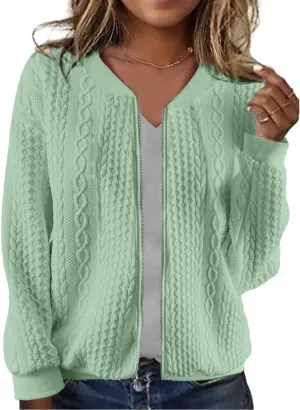 Zip Up Sweatshirts for Women Casual Outfits Cardigan Outerwear Trendy Winter Jackets Coat