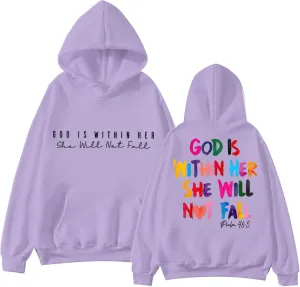 ZYXTIM Women's Funny Hoodies Sweatshirts GOD Letter Printed Long Sleeve Party Tops Plus Size Cute Sweatshirts for Teen Girl